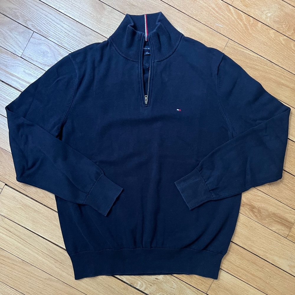 Men’s Tommy Hilfiger Quarter-Zip Navy Pullover